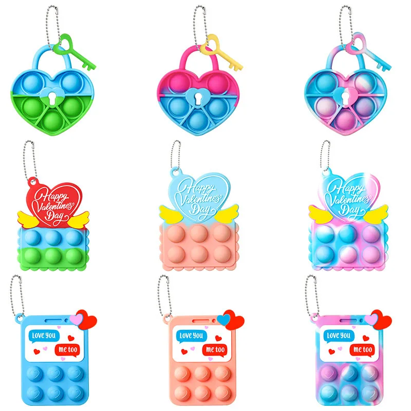 

Free Shipping Fidget Toys Pops Popper Sensory Popet Silicone Push Bubble Keychain Popite Poppit Decompression juguetes para niño