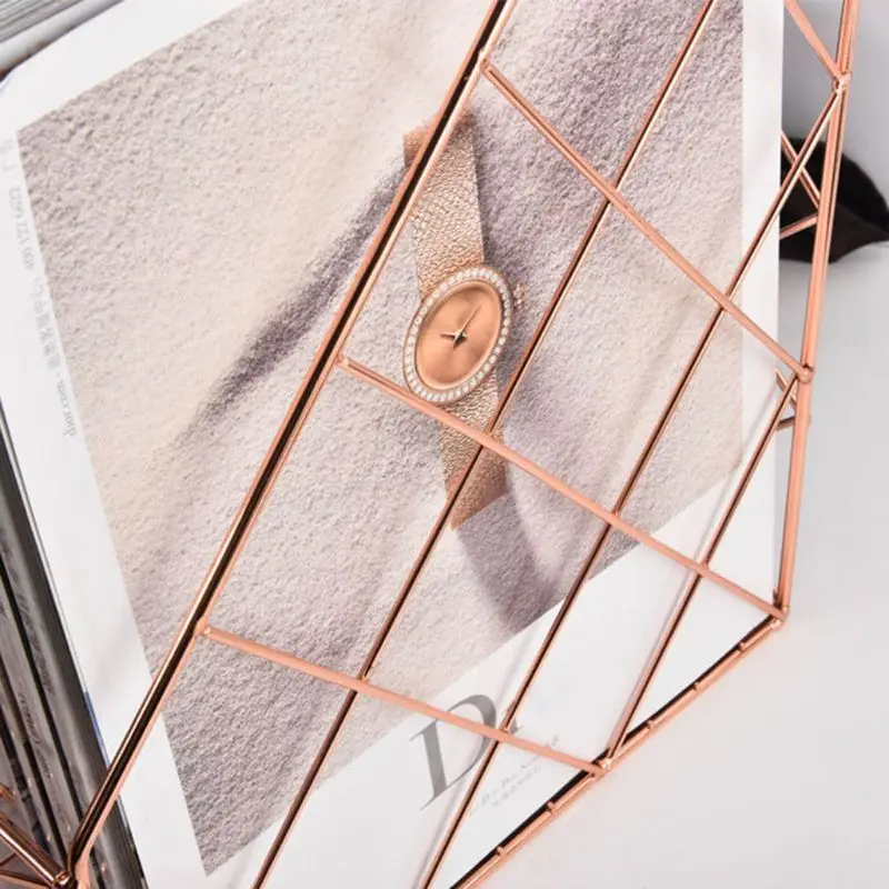 

Nordic Wrought Iron Grid File Holder Simple Double Layer Desk Shelf Magazine Book Storage Rack Home Office Stationery P9YA