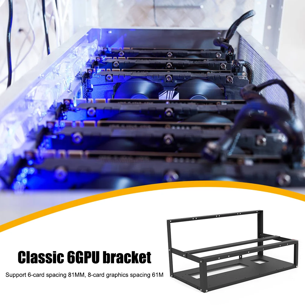 

6 GPU Open Mining Rig Frame Stackable Mining Frame Rig Case for ETH/PSU/ATX Accessories Tools Frame Rig Case