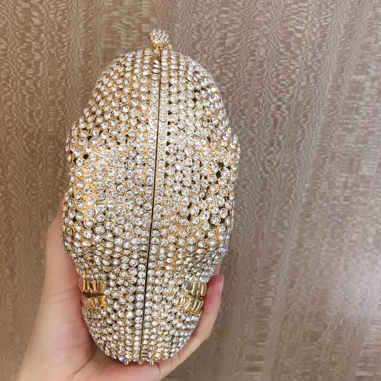 2021 New Diamond-Studded Skull Dinner Bag Storage Bag Halloween Metal Three-Dimensional Bag Ladies Clutch