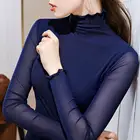 Женское боди с горлышком и длинными рукавами однотонная Цвет Волнистый подол тонкая Базовая Блузка Футболка пикантные Женские однотонные укороченный топ Женская одежда