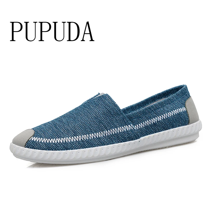 

Мужские парусиновые кроссовки PUPUDA, синие классические удобные дышащие кроссовки для бега, лето 2019