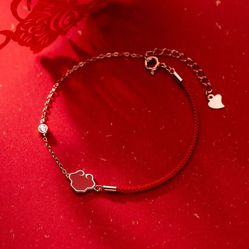 Женский серебряный браслет La Monada эмалированный серебряного цвета с красной