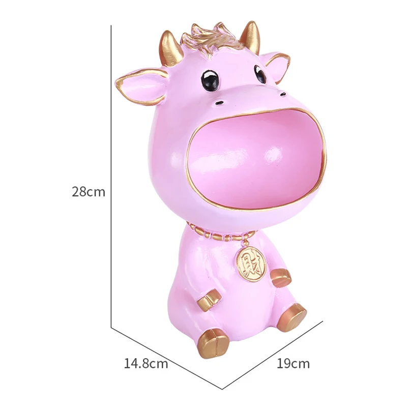 

2021 Nordic Lucky Cow Multifunctional Candy Storage Box Entrance Key Candy Tray Living Room Ornaments Wedding Gift FP8