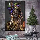 Африканская черная Женская фигурка, Картина на холсте в национальном стиле, настенный плакат и печать, настенные картины для декора гостиной