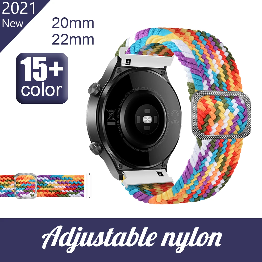 

20mm 22mm Braided Solo Loop For Amazfit GTS 2/2e/GTS2 Mini/GTR 42mm 47mm/GTR2/2e/stratos 2/3 Bracelet Watch Amazfit Bip Strap