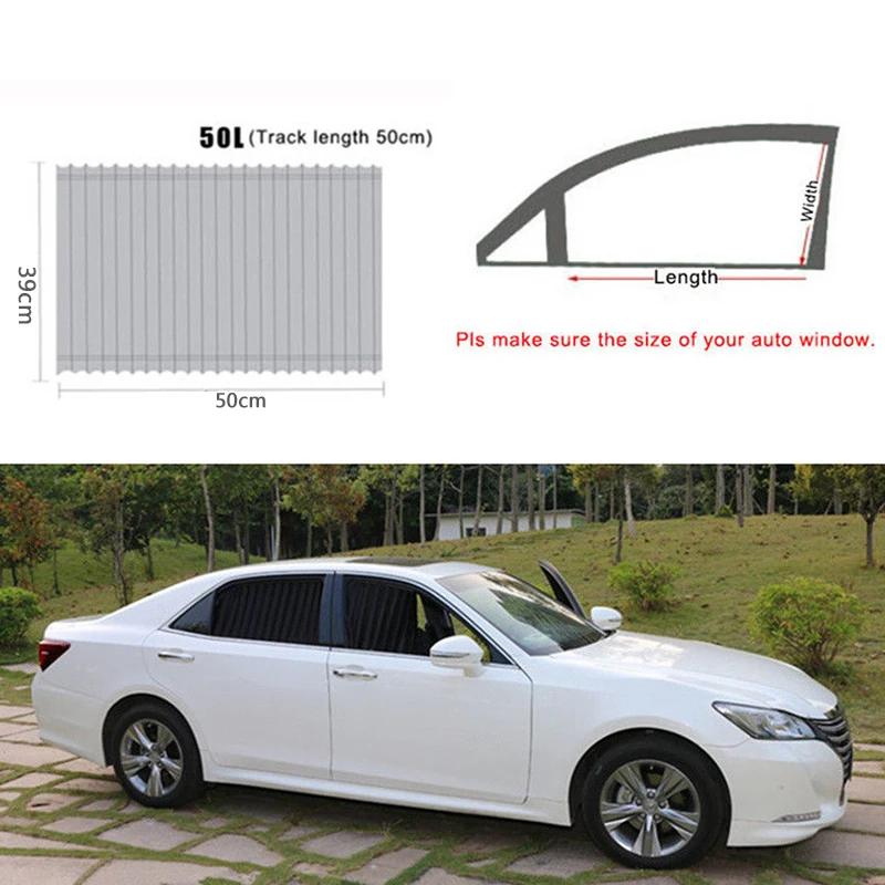 

Window Curtain Adjustable Anti-UV Auto Black Car Straps Sunshade UV Universal Accessories VIP Van Vehicle 2Pcs