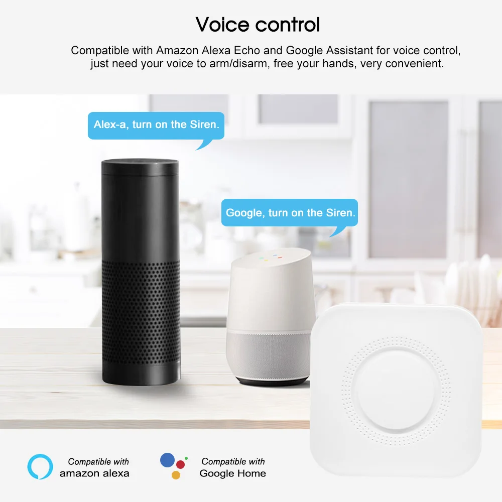 Wifi Alarm System Smart Home HostDetector APP/Voice Remote Control Burglar Security Compatibl with Alexa | Электроника