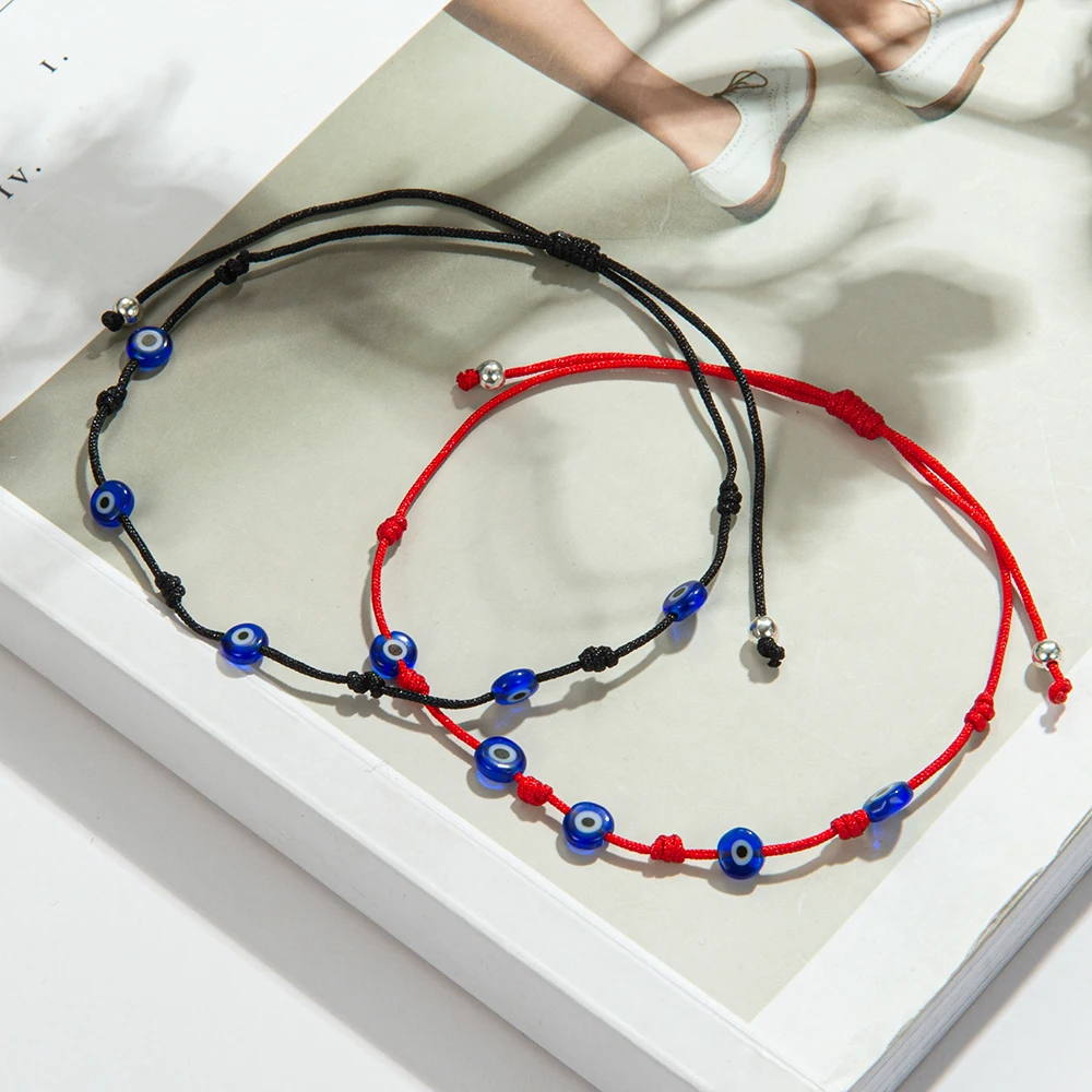 Турецкий Дурной глаз на счастье Красная Нить Браслет для пары модные туфли с