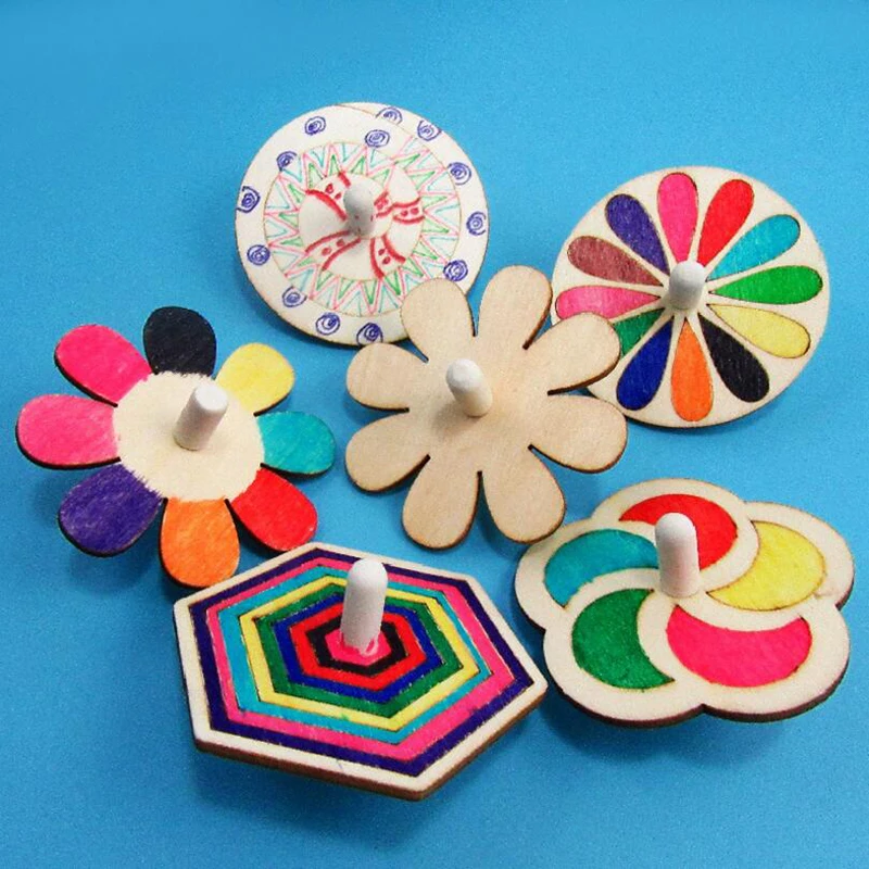 Игрушка-гироскоп из белого дерева 6 шт./компл. | Игрушки и хобби