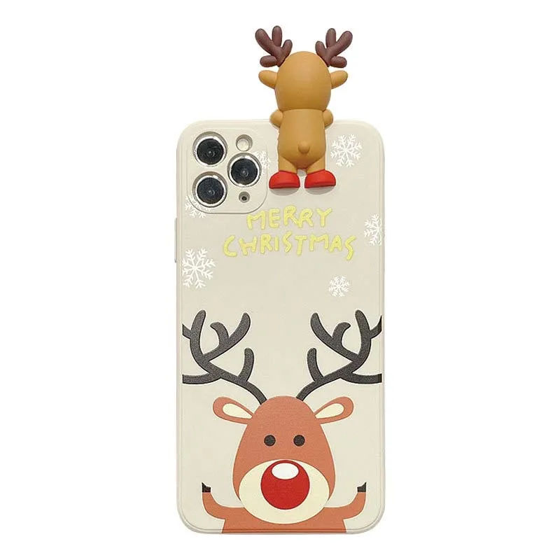 

Cute 3D Cartoon Santa Claus Case For iPhone Apple Iphone 12 Pro Max SE 2020 11 Pro max S Silicon Cover Elk For Iphone12 mini