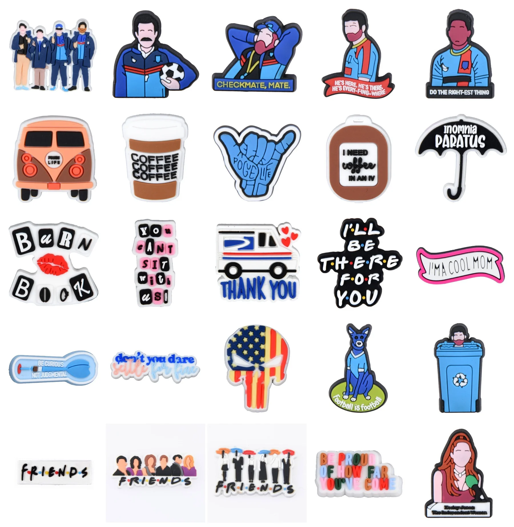 

Single Sale 1pcs Shoe Charms Football Team Friends Garden Shoe Accessories Buckle Decorations Fit Croc Wristband JIBZ Kids X-mas