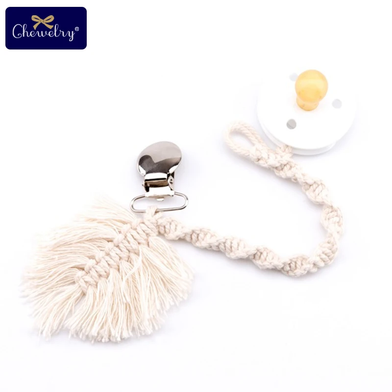 Without Nipple Vintage Crochet Pacifier Chain Cotton Rope Woven Chain Without Nipple Clips Toy For Children Teether Dummy Holder Let'S Make - Цвет: Without Nipple