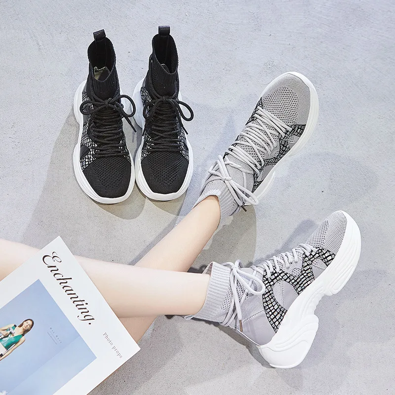 OLOMM/2019 г. Весенне-осенняя новая обувь на толстом носки с противоскользящей