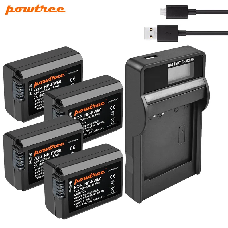 2000mAh Powtree NP-FW50 NP FW50 аккумулятор + USB зарядное устройство для Sony NEX-7 NEX-5N NEX-5R NEX-F3 Alpha a5000