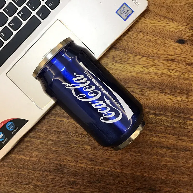 Blue cocacola Креативная модная термоизоляционная вакуумная колба из нержавеющей стали бутылка для напитков с соломенной щеткой термос герметичный на заказ - Цвет: Blue cocacola