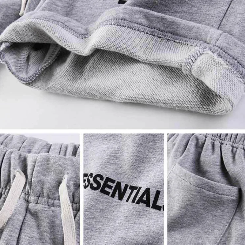 

JING ZHE Summer Men's Shorts Cross-pants Solid Drawstring Letter Print Shorts High Street Hip Hop Streetwear Casual Sports Pants
