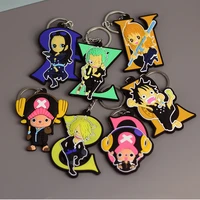 menwomen anime one piece keychain luffy car ring double sided key chain pvc pendant accessories cartoon key ring cute keyring