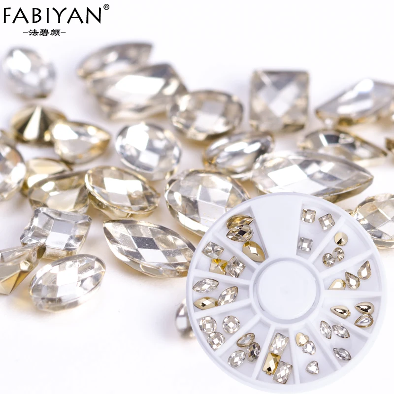 Прозрачные украшения для дизайна ногтей акриловые смешанные размеры 3D Типсы