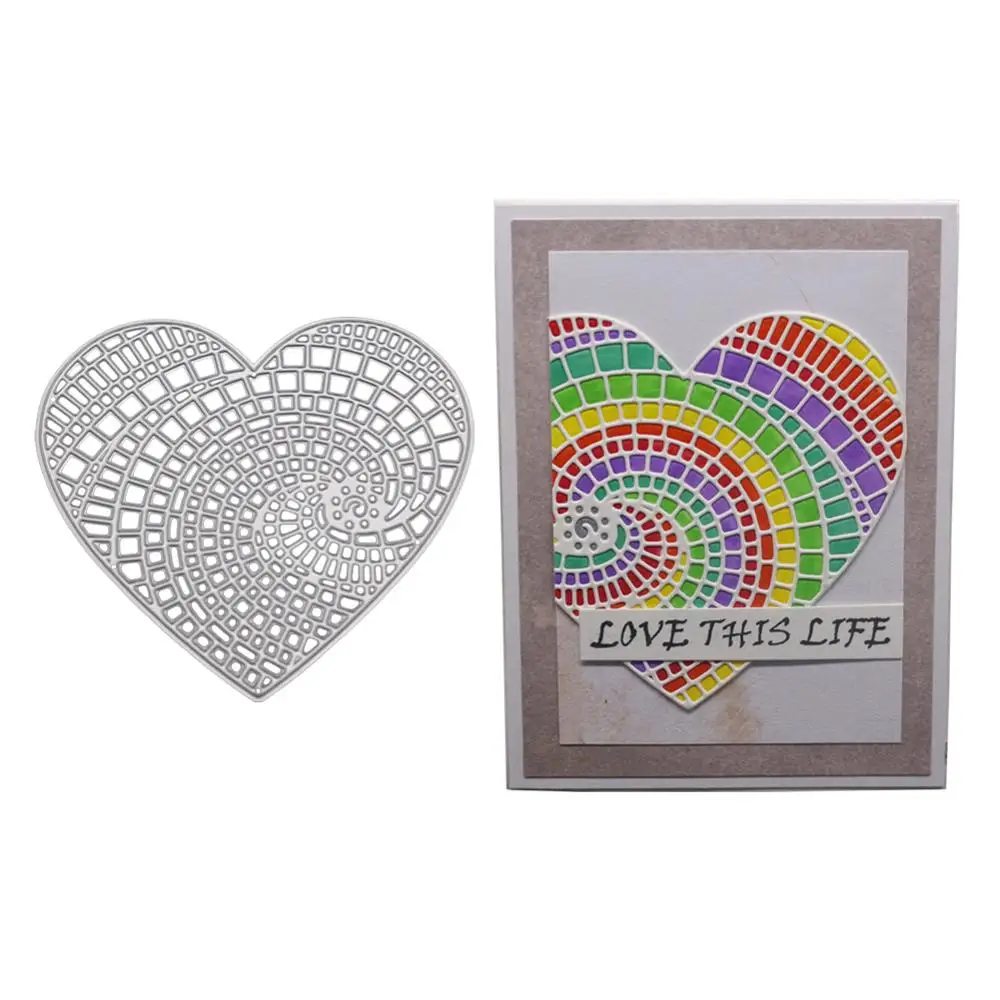rainbow heart Rainbow Heart Love Metal Cutting Dies for Scrapbooking Card Making DIY Album Paper Decorative Craft Embossing Die Cuts New - Цвет: rainbow heart