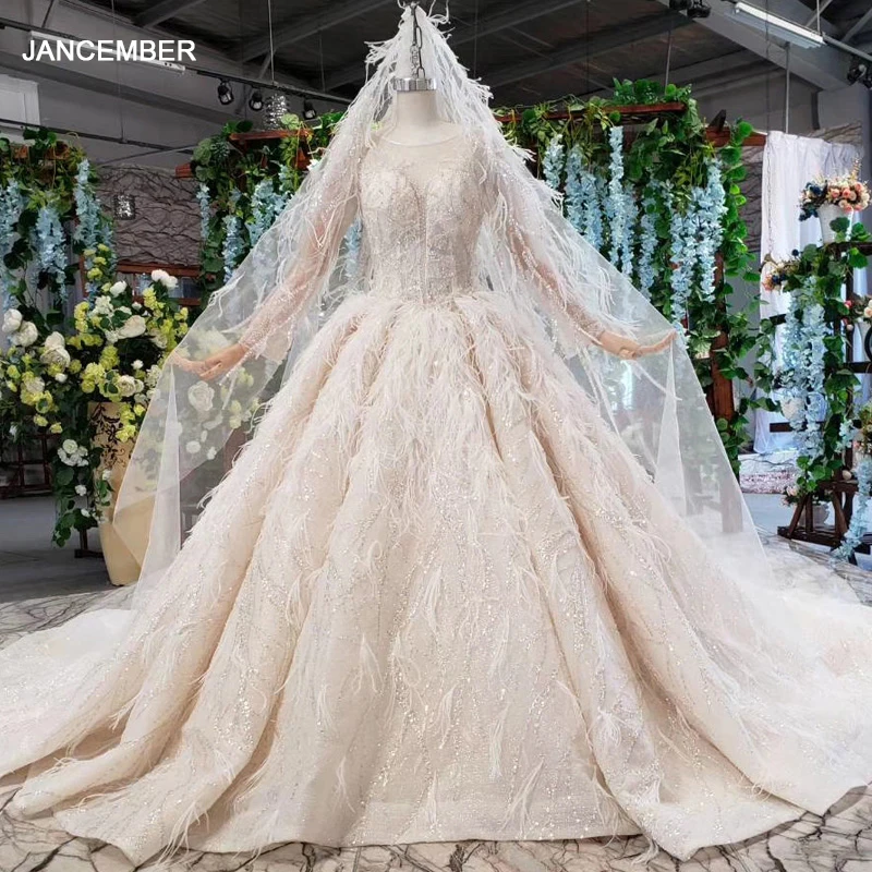 HTL805 бальное платье свадебное для женщин с длинным рукавом o образным вырезом Тюль