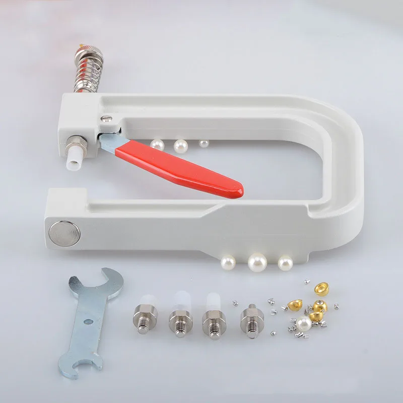 1Set Manual Nailed Bead Machine Clothing Manual Pearl Cap Bead Rivet Craft for DIY Repair Knitting Lace Hat Hair Tools