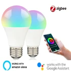 Умная Светодиодная лампа Tuya Zigbee 3,0, E27, RGB + W + C, регулируемая яркость, работа с Alexa, Google Home Assistant, автоматизация