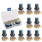 10 шт., потенциометр WH148 10 значений + ручки, набор потенциометра 15 мм 3pin B1K B2K B5K B10K B20K B50K B100K B250K B500K B1M