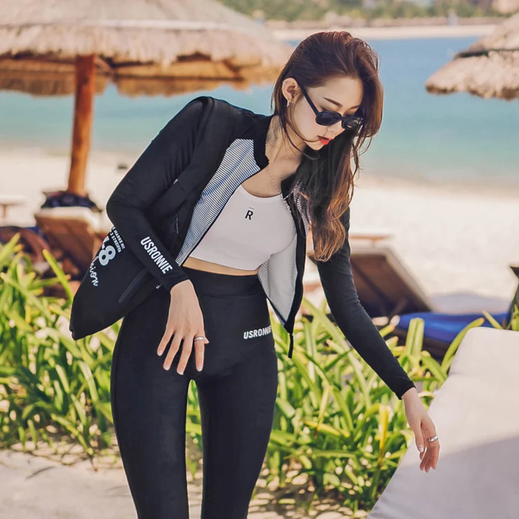 Женский раздельный купальник-Рашгард с длинным рукавом пикантный женский