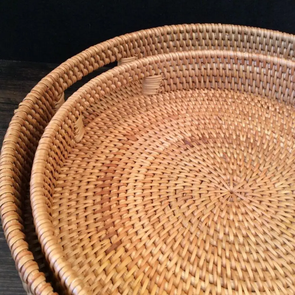 Ручная работа бамбуковое плетение круглое хранилище корзина для фруктов блюдо
