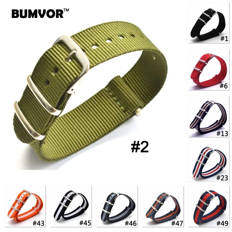 

16mm 18mm 20mm Army Sports brand Nylon fabric belt accessories belt buckle bands 007, James bond. black 20mm watch strap