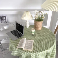 ins korean style tablecloth plaid simple cotton linen background fabric home decoration desk cloth cushion