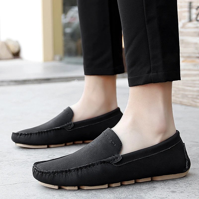 

Fashion Mens Shoes Casual Luxury Brand Summer Men Loafers Genuine Leather Moccasins Comfy Breathable Slip On Boat Shoes Big Szie