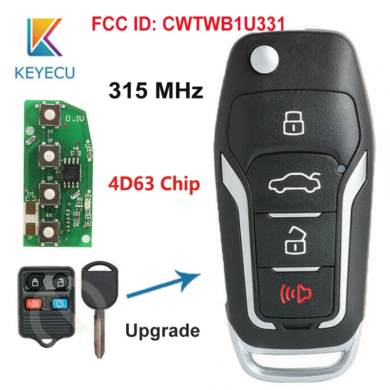 Обновленная сменная клавиша KEYECU с дистанционным управлением 315 МГц 4D63 80 бит чип