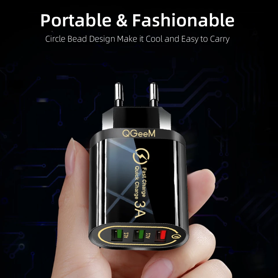 QGEEM 3 USB зарядное устройство для iPhone Quick Charge 3,0 быстрое зарядное устройство для Xiaomi QC 3,0 портативное зарядное устройство для телефона зарядный адаптер