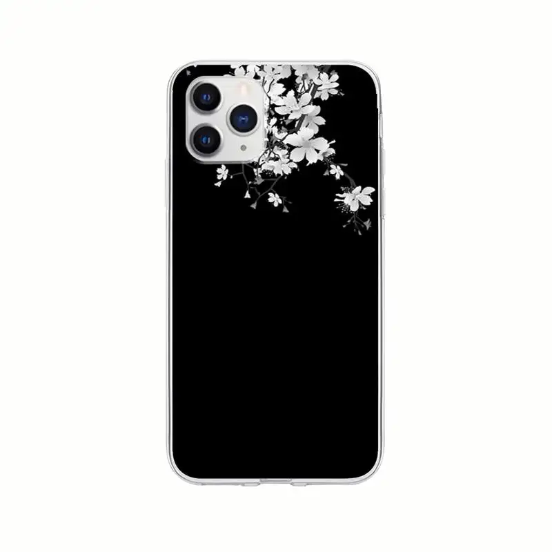 

Luxury Black White Flower Transparent Cell Phone Cover For Honor 8X 10i 20i 20 Lite Case