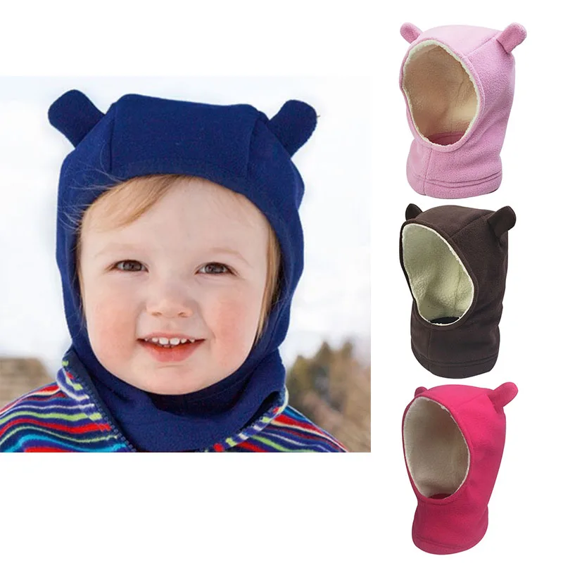 Fleece Lined Winter Kids Hat with Ear Baby Boys Girls Scarf Outdoor Caps Mask Toddler Hood Scarves Ski | Детская одежда и обувь