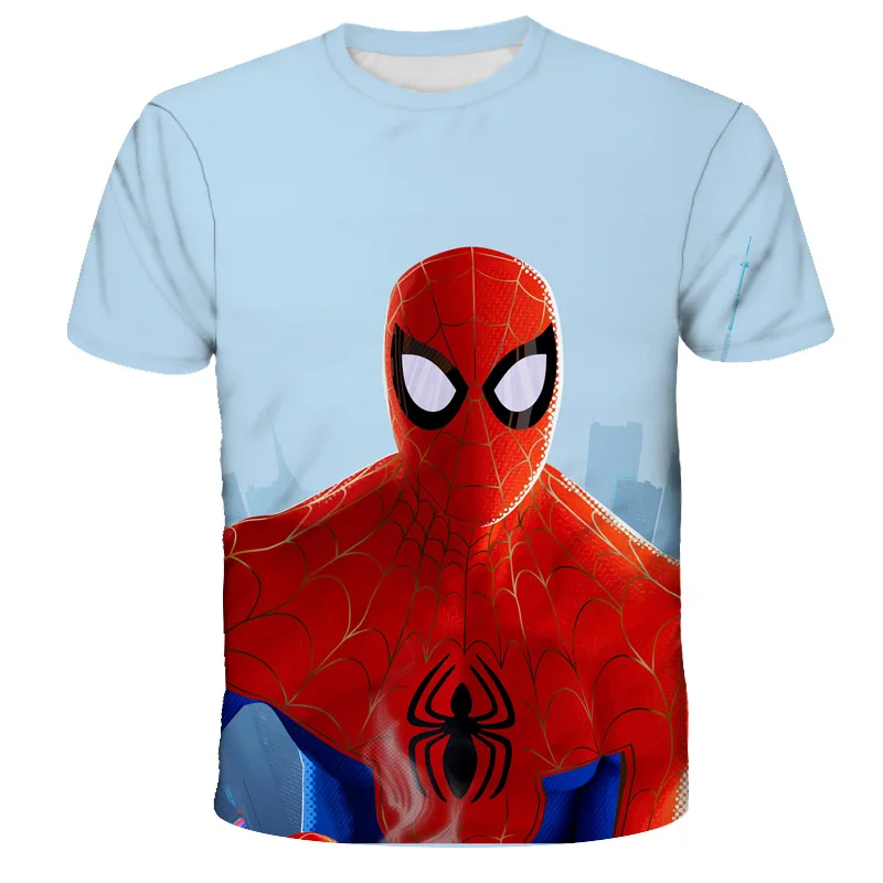 

Summer T-Shirt Boys Superhero Sequin Reversible Tops Tees Kids Spiderman- Face-hanging T Shirt Children Clothes