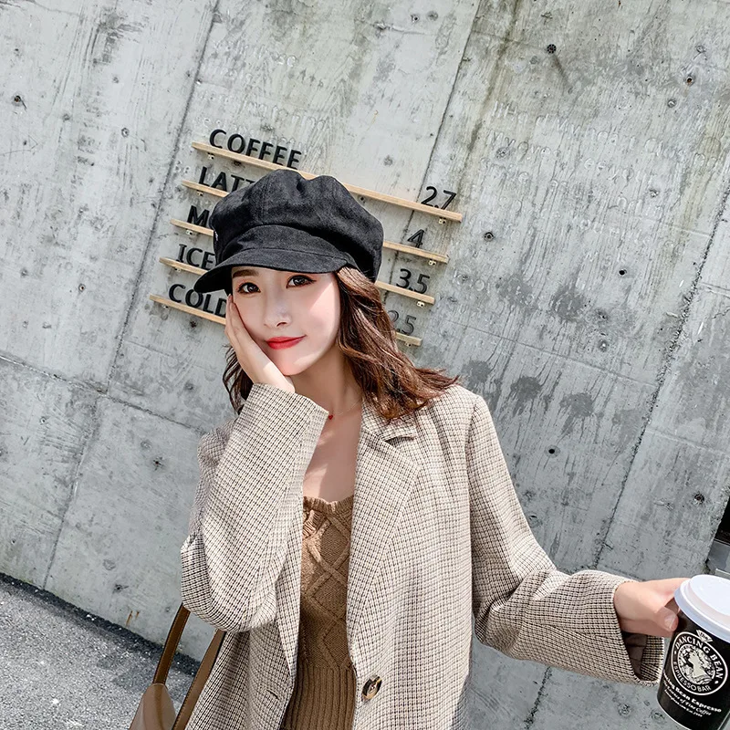 Женская шапка новая трендовая однотонная модная короткая Осень-зима 2019 теплая в