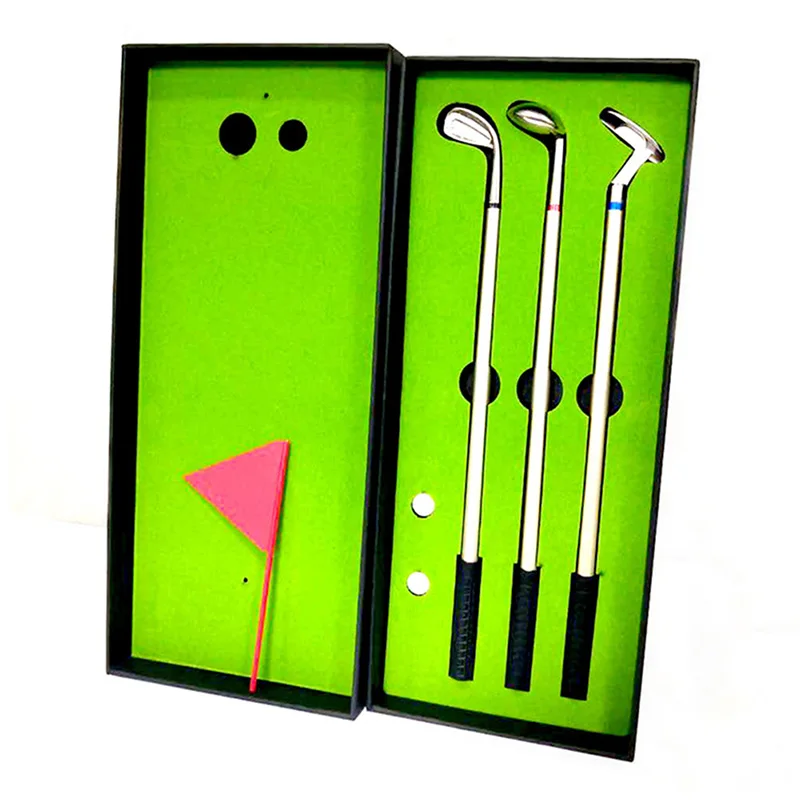 

Golf Pen Set Mini Desktop Golf Ball Pen Gift Set with Flag Ballpoint Pens 2 Balls UY8