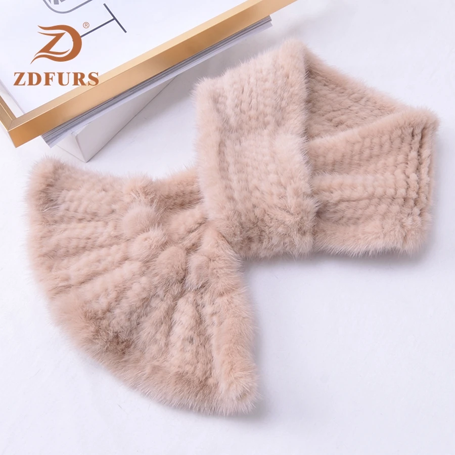 ZDFURS * оптовая продажа модный новый дизайн вязаный шарф из натурального меха норки