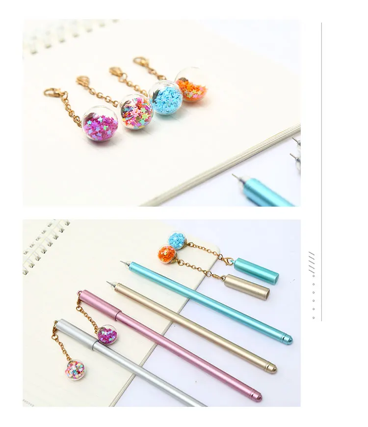 12 шт./компл. креативные милые шар геля подвеска pens синие чернила Kawaii магазина канцелярских принадлежностей вещь Карандаш Чехол сумка Школа Материал стационарный