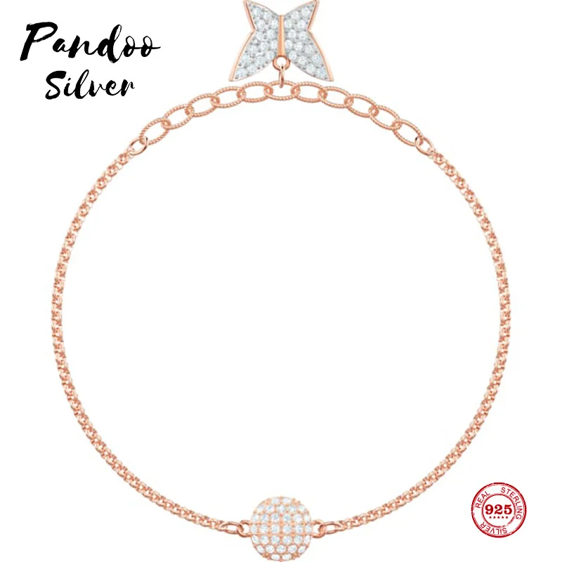 

PANDOO Fashion Charm Pure 925 Silver Original 1:1 Copy, Romantic Dream Butterfly Fashion Bracelet Female Luxury Jewelry Gifts