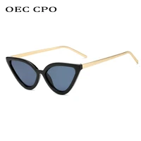 oec cpo fashion cat eye sunglasses women brand trend triangle frame black sun glasses female men vintage eyewear uv400 oculos