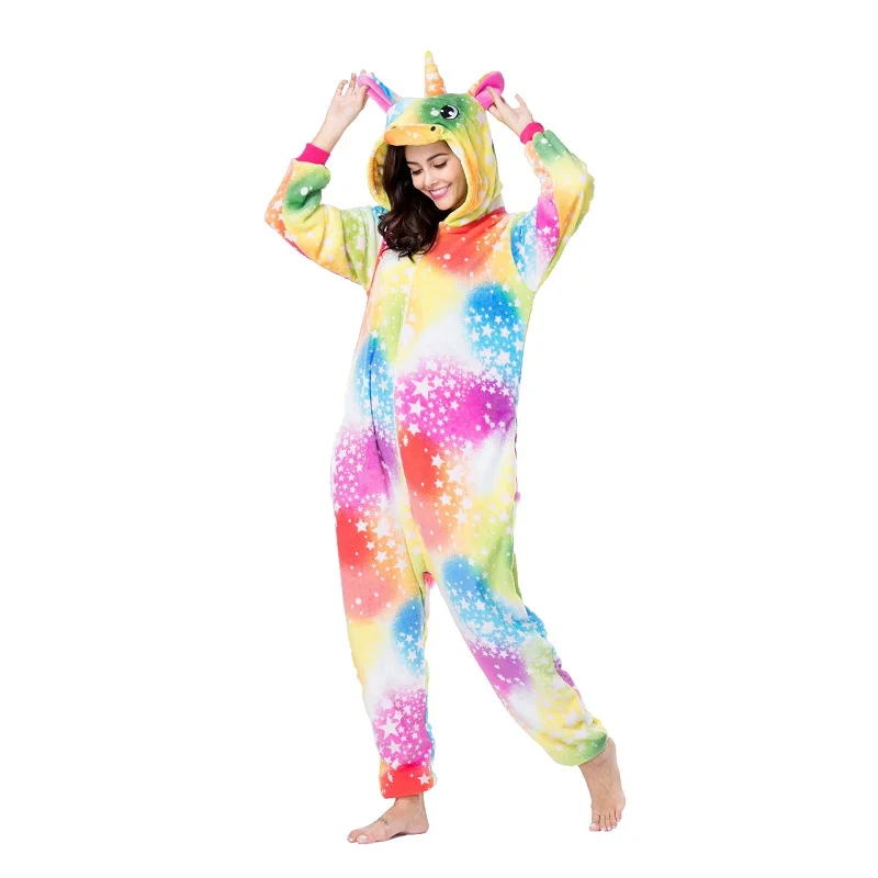 Playmates Tianma Kigurumi Пижама зимняя, теплая, с капюшоном животного Пижама Единорог totoro Panda Покемон стежка Cat Комбинезоны для взрослых Для женщин Для мужчин - Цвет: Playmates Tianma