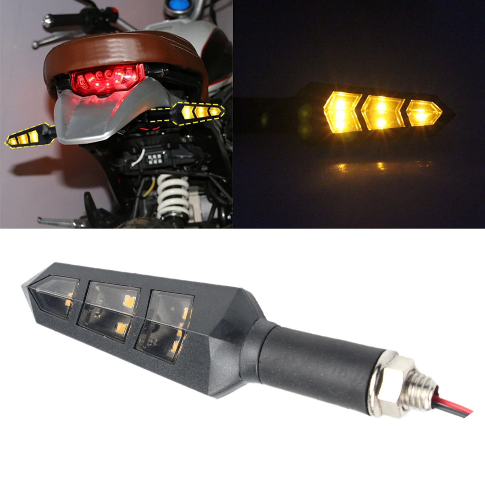 

Motorcycle 6 LED Amber Turn Signal Light Indicator Low Power Consumption for Scooter
