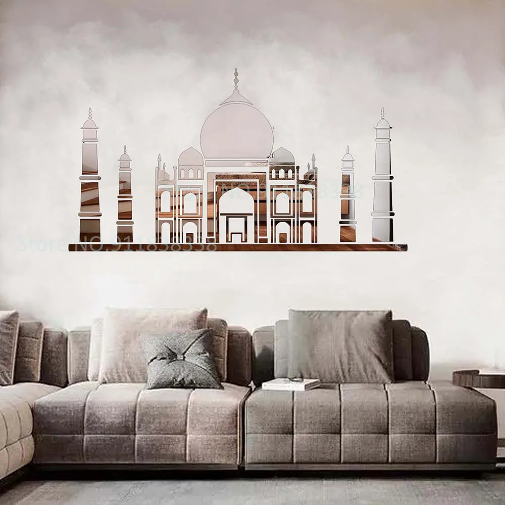 Архитектура зеркальная Настенная Наклейка 3D акриловые зеркала Настенный декор