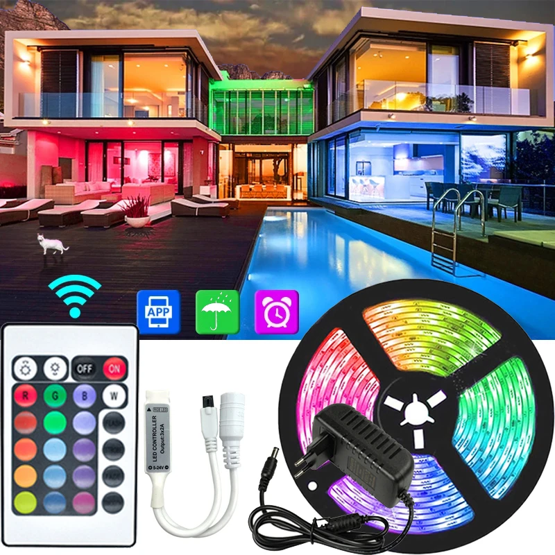 

Led Lights Strip 5050 12V RGB Tape Bedroom Decoration Wall Lamp Led Ribbon Outdoor Led Bar Waterproof Lamps Tape Outside Garden