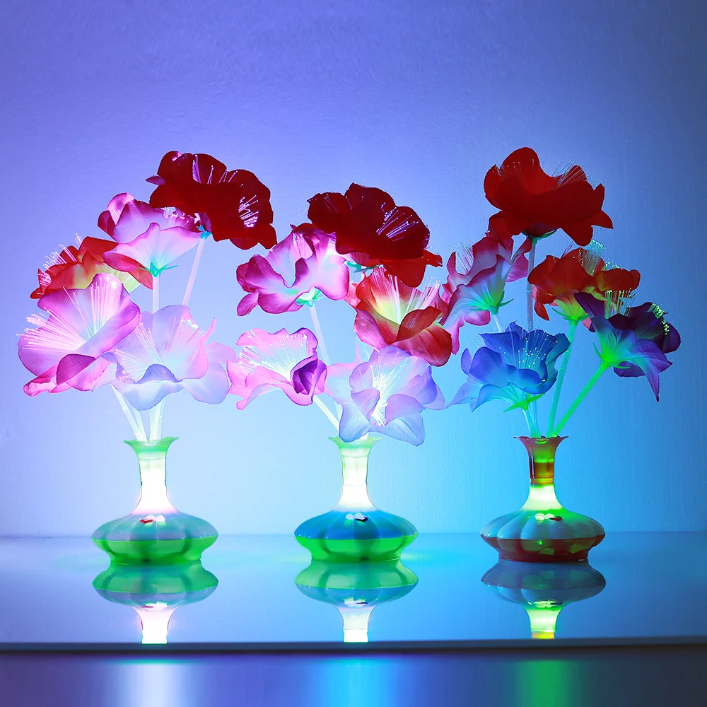 

Fiber Flower Light Optical Fiber Lamp Fiber LED Lamp Colorful Plastic Beautiful Kapok Vase Room Valentine'S Day Bouquet Blossom