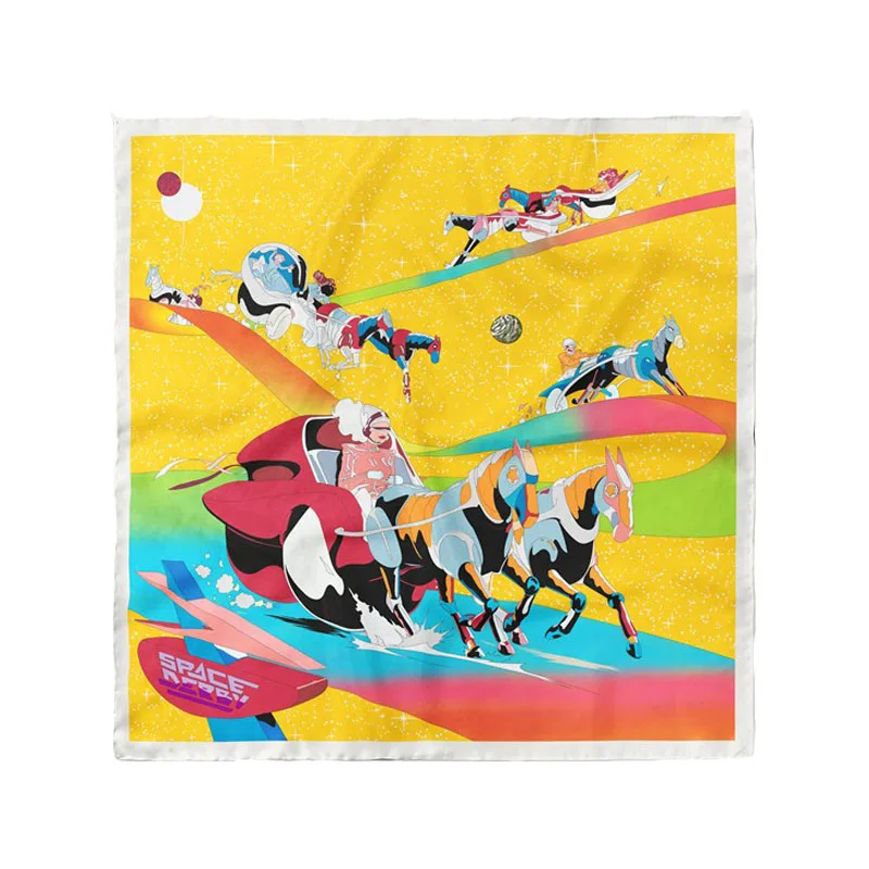 Шарф Шелковый женский с рисунком моря и неба 53 х53 см |